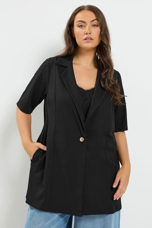  YOURS Curve Black Short Sleeve Blazer