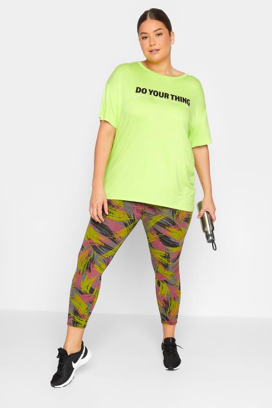 YOURS ACTIVE Plus Size Lime Green 'Do Your Thing' Slogan Top | Yours Clothing 2