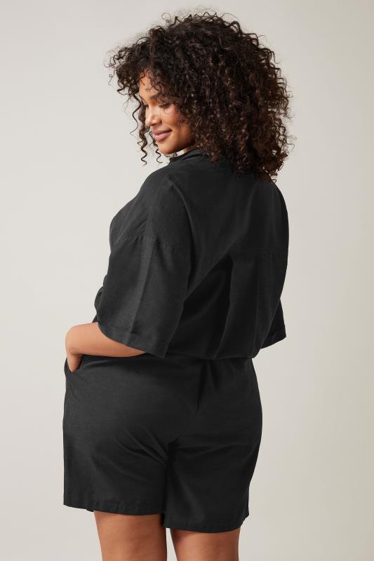 EVANS Plus Size Black Linen Pocket Shorts | Evans 3