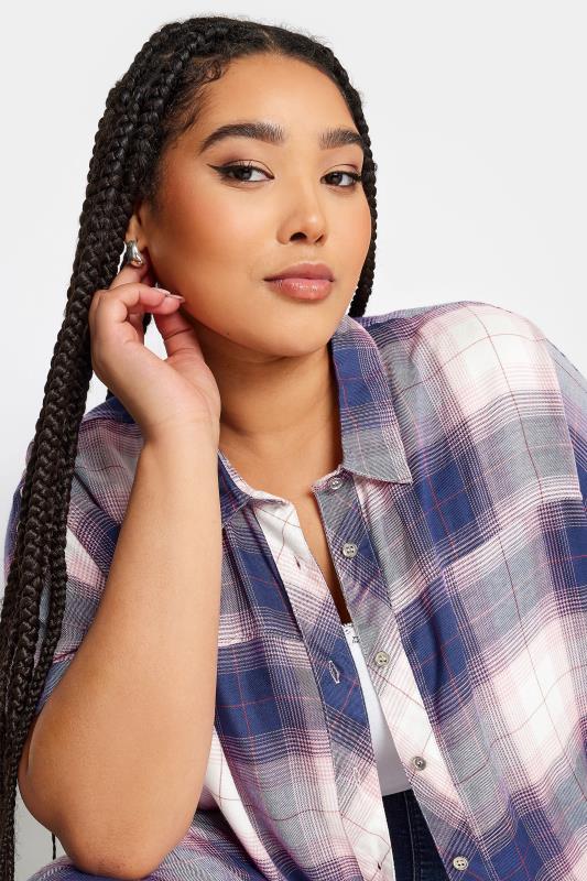 YOURS Plus Size Purple Check Print Shirt | Yours Clothing 4