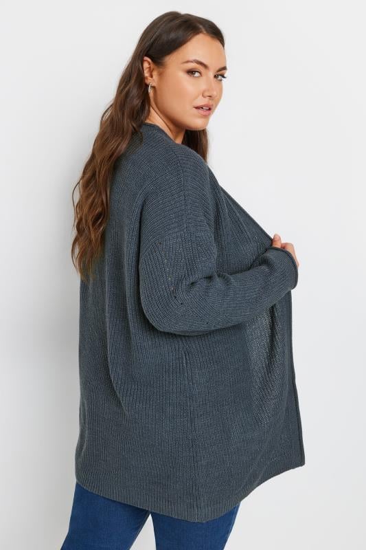 YOURS Plus Size Blue Open Front Knitted Cardigan | Yours Clothing 4