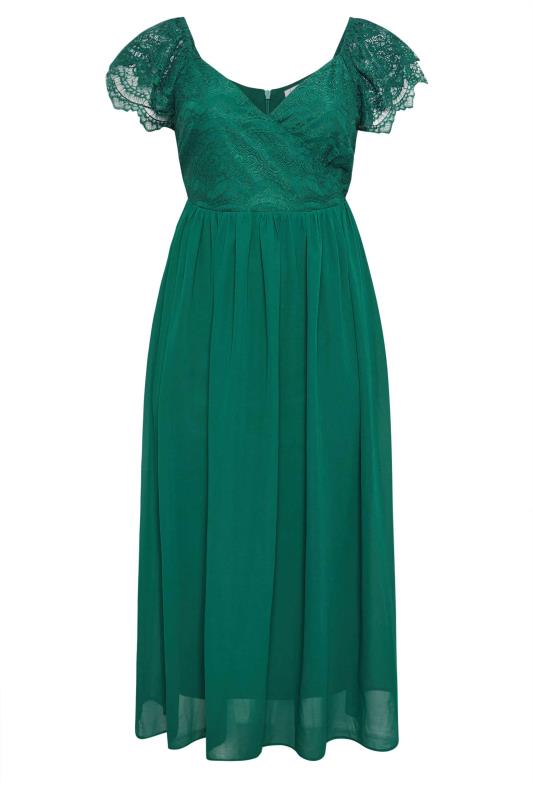 YOURS LONDON Plus Size Green Lace Wrap Maxi Dress | Yours Clothing 6