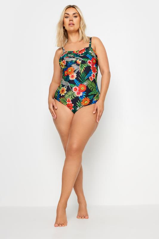 YOURS Plus Size Black Tropical Print Swimsuit | Yours Clothing 6