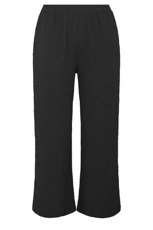 YOURS Plus Size Black Bubble Textured Trousers | Yours Clothing 5