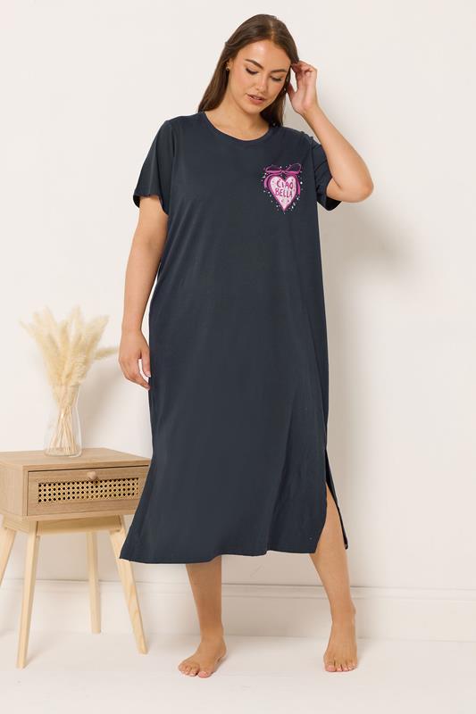 YOURS Plus Size 2 PACK Navy Blue 'Ciao Bella' Midaxi Nightdresses | Yours Clothing 2