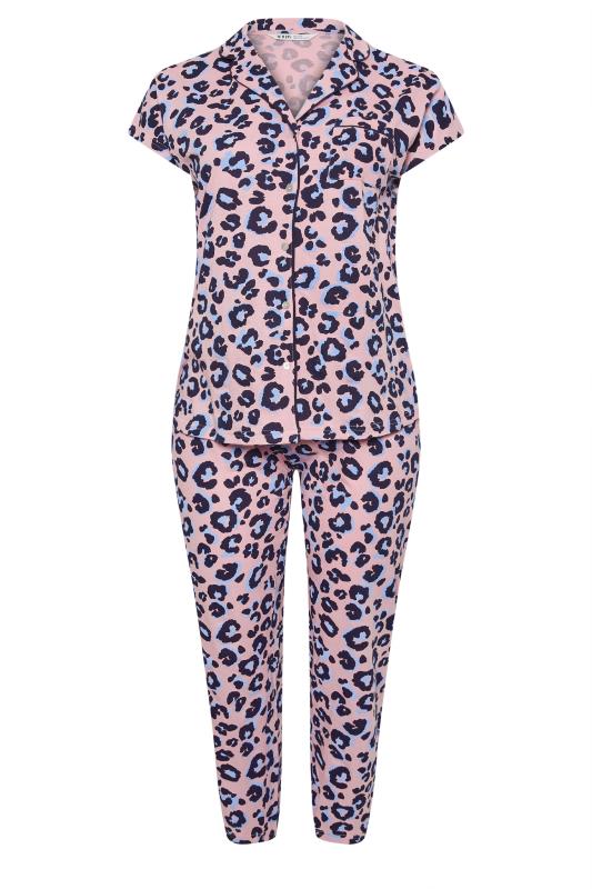 YOURS Plus Size Pink Leopard Print Button Through Pyjama Set | Yours Clothing 6