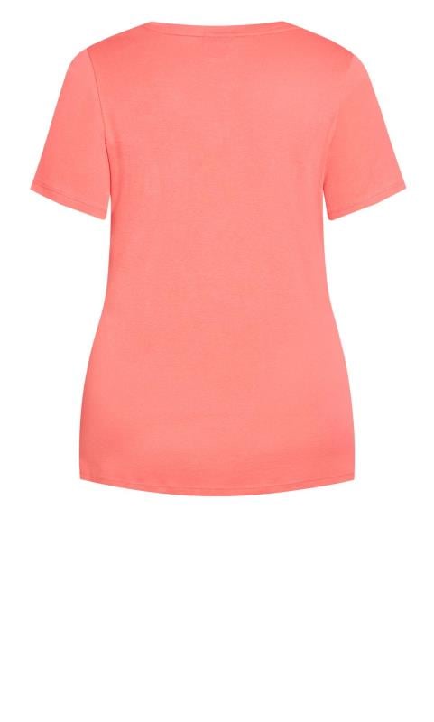 Avenue Coral Orange V-Neck T-Shirt 6
