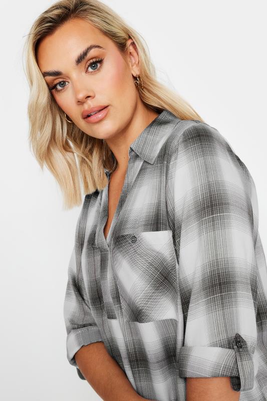 YOURS Plus Size Black and Silver Metallic Check Print Shirt | Yours Clothing 5