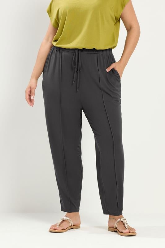 YOURS Curve Grey Wide Leg Seam Joggers