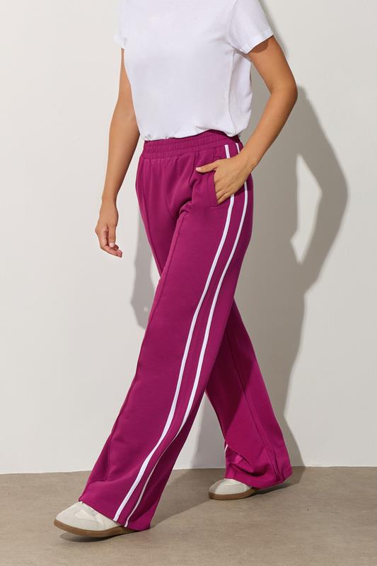 LTS Tall Red Contrast Stripe Wide Leg Trousers | Long Tall Sally 2