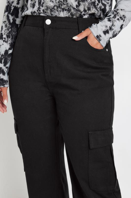 YOURS Plus Size Black Straight Leg Cargo Jeans | Yours Clothing  4