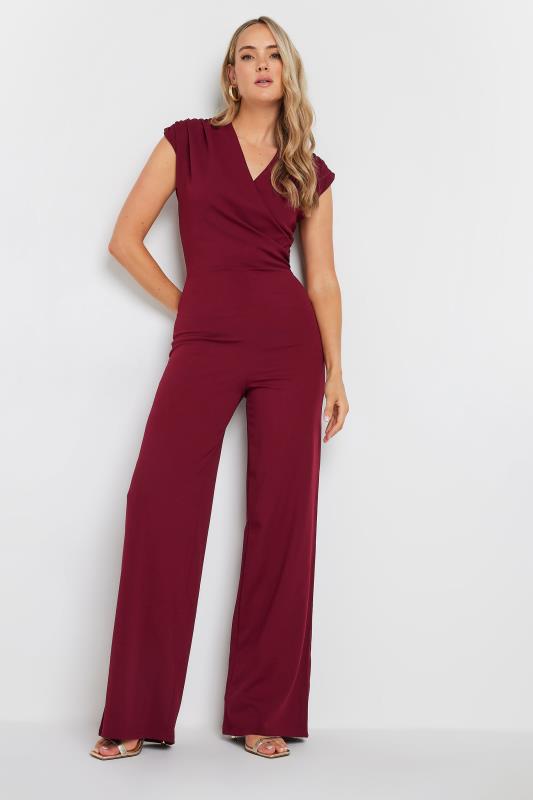 LTS Tall Burgundy Red Cross Over Jumpsuit | Long Tall Sally 3