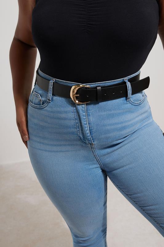 Plus Size  Yours Black Textured Buckle Belt