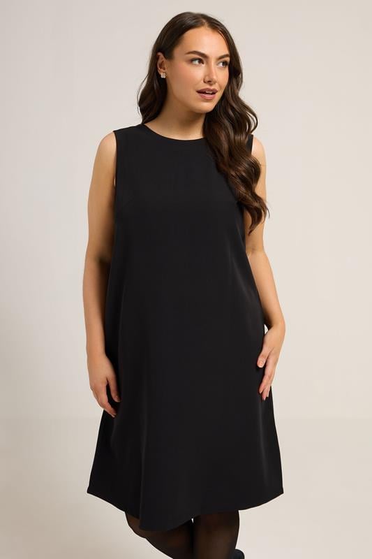 YOURS Plus Size Black Bow Back Shift Dress | Yours Clothing 2