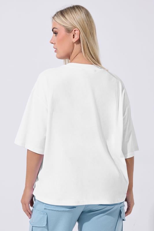 LIMITED COLLECTION Plus Size White Sequin Floral Boxy T-Shirt | Yours Clothing 2