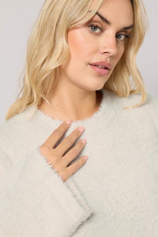 YOURS Plus Size Cream Fluffy Knit Jumper | Yours Clothing 4