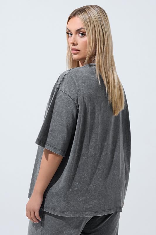 LIMITED COLLECTION Plus Size Grey Acid Wash Seam Detail Top | Yours Clothing 2