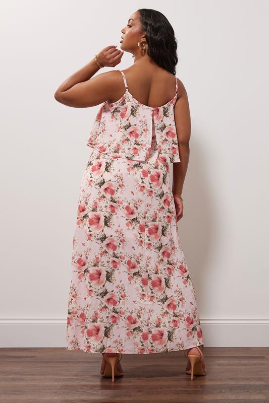 YOURS LONDON Plus Size Pink Floral Print Overlay Maxi Dress | Yours Clothing 3