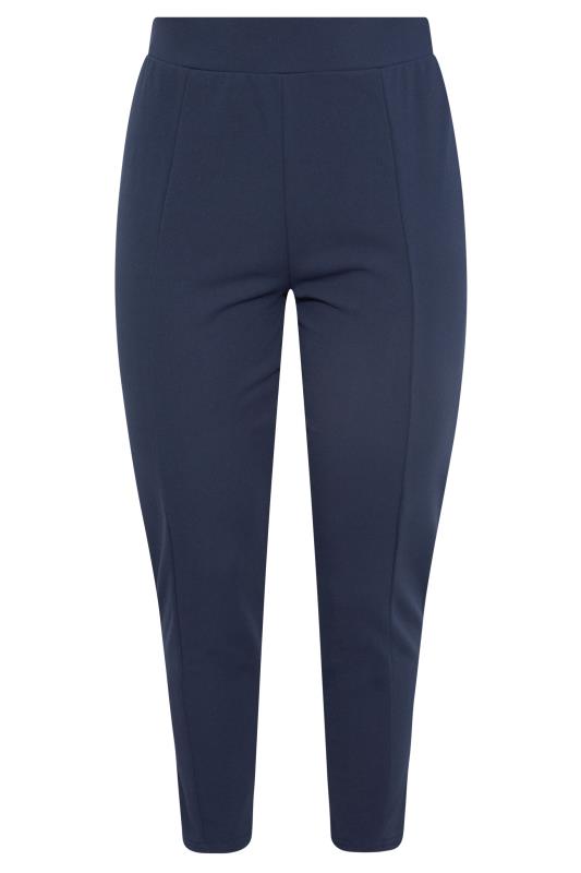 Plus Size Navy Blue Stretch Tapered Trousers | Yours Clothing 4