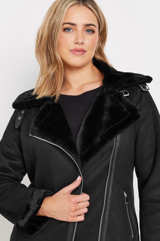 M&Co Black Faux Fur Lined Aviator Jacket | M&Co 4