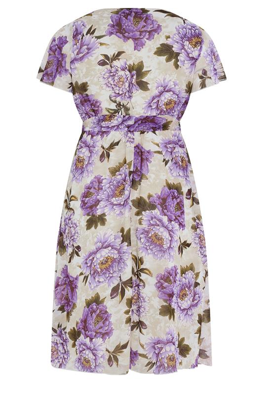 YOURS LONDON Plus Size White & Purple Floral Wrap Dress | Yours Clothing 6