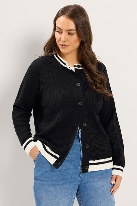YOURS Plus Size Black Long Sleeve Knitted Cardigan | Yours Clothing 1