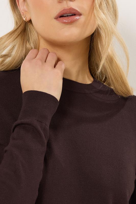 LTS Tall Dark Brown Knitted Crew Neck Jumper | Long Tall Sally 4