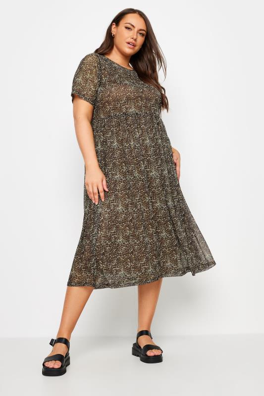 YOURS Plus Size Brown Leopard Print Smock Dress | Yours Clothing 2