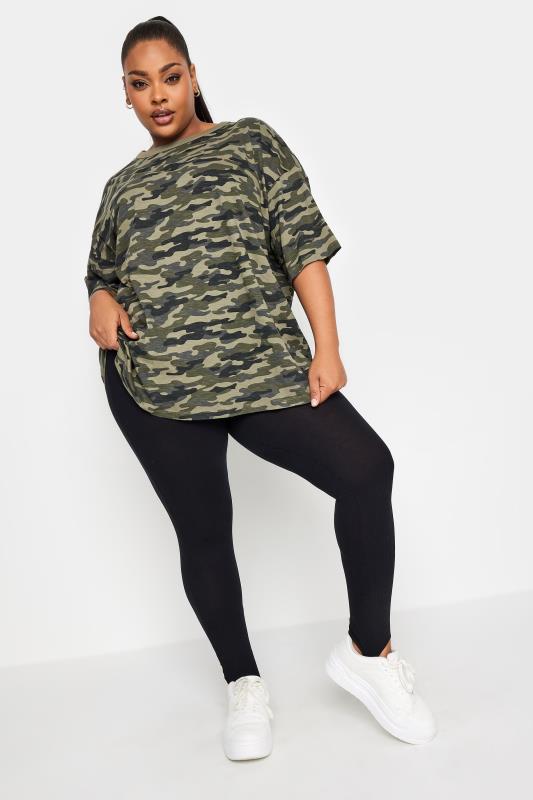 YOURS Plus Size Black Ribbed Stirrup Leggings | Yours Clothing 3