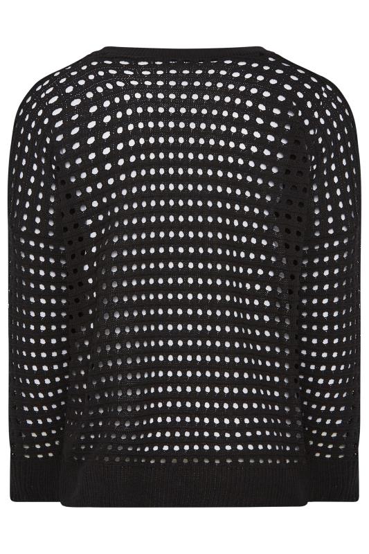 YOURS Plus Size Black Side Split Crochet Jumper | Yours Clothing 7