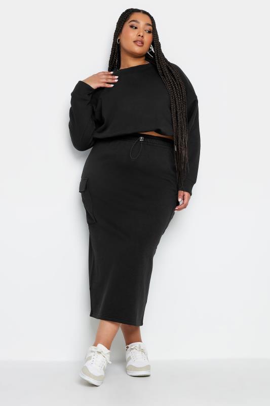 LIMITED COLLECTION Plus Size Black Cropped Sweatshirt | Yours Clothing 3