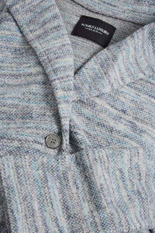 YOURS LUXURY Plus Size Blue Marl Button Front Midi Jacket | Yours Clothing 5