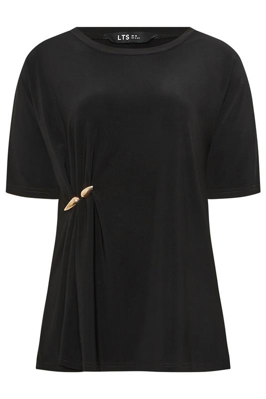LTS Tall Black Metal Detail Oversized T-Shirt | Long Tall Sally 5