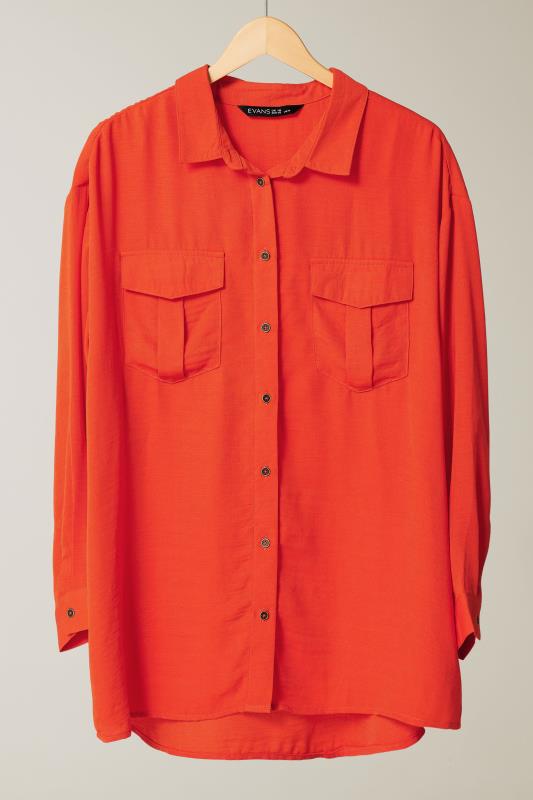 EVANS Plus Size Orange Long Sleeve Utility Shirt | Evans  5