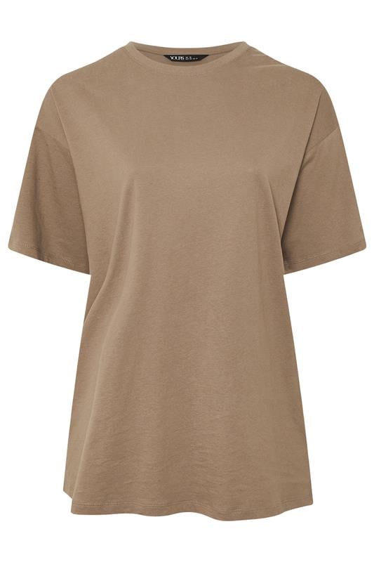 YOURS Plus Size Natural Brown Relaxed Longline T-Shirt | Yours Clothing 5