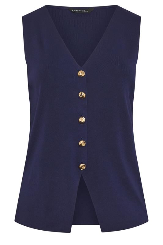 EVANS Plus Size Navy Blue Knitted Waistcoat | Evans 5