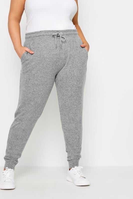 YOURS Plus Size Grey Soft Touch Joggers | Yours Clothing  1
