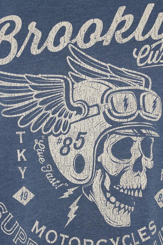 KAM Big & Tall Indigo Blue Brooklyn Motorbike Graphic Print T-Shirt | BadRhino 3