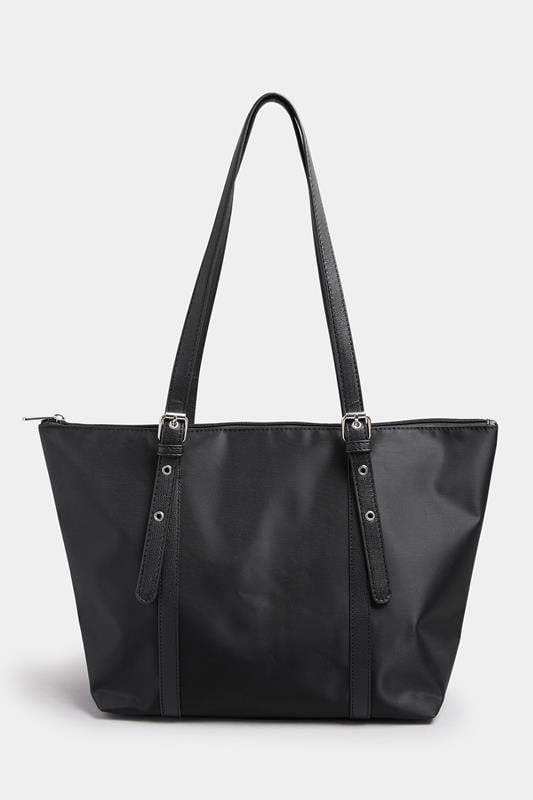 Black Buckle Strap Tote Bag | Yours Clothing 1