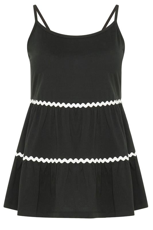 YOURS Plus Size Black Tiered Swing Vest Top | Yours Clothing 5