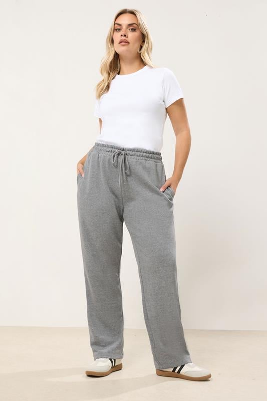 YOURS Plus Size Grey Straight Leg Joggers | Yours Clothing 1