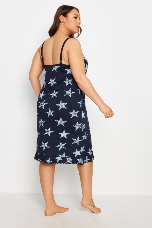 YOURS Plus Size Navy Blue Star Print Chemise Nightdress | Yours Clothing 3