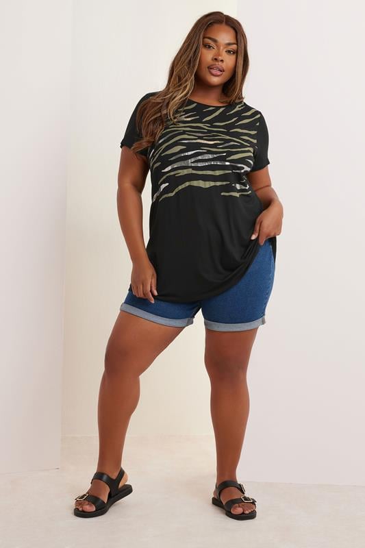 YOURS Plus Size Black Foil Animal Print Top | Yours Clothing 2