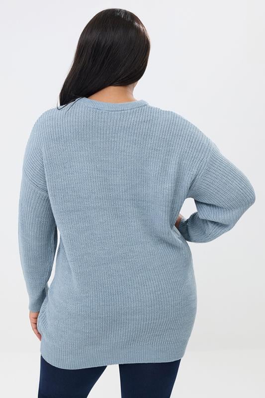 YOURS Plus Size Light Blue Essential Knitted Jumper | Yours Clothing 2