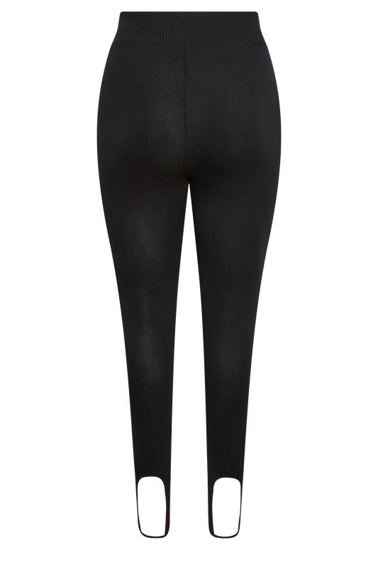 YOURS Plus Size Black Ribbed Stirrup Leggings | Yours Clothing 7