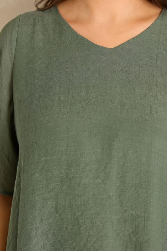 EVANS Plus Size Khaki Green Double Layer Top | Evans 5