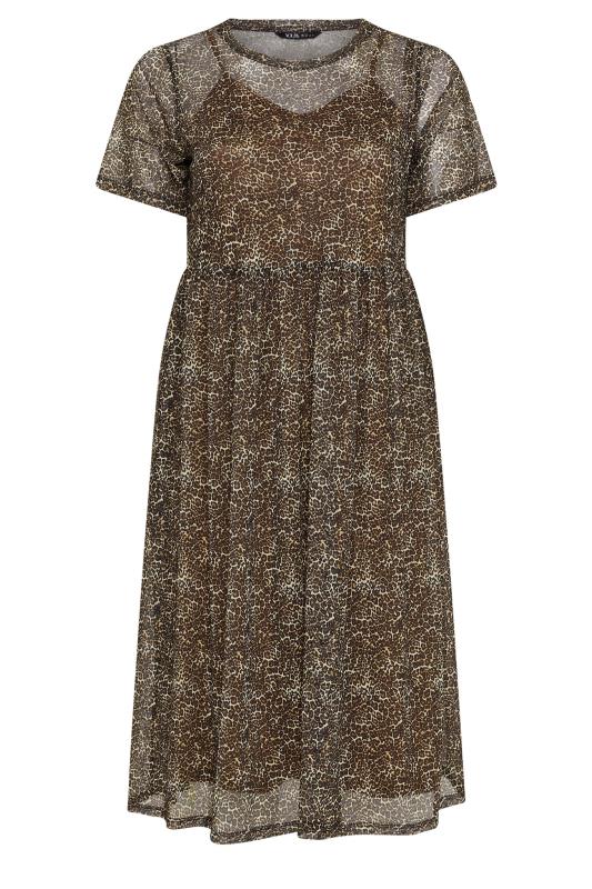 YOURS Plus Size Brown Leopard Print Smock Dress | Yours Clothing 5