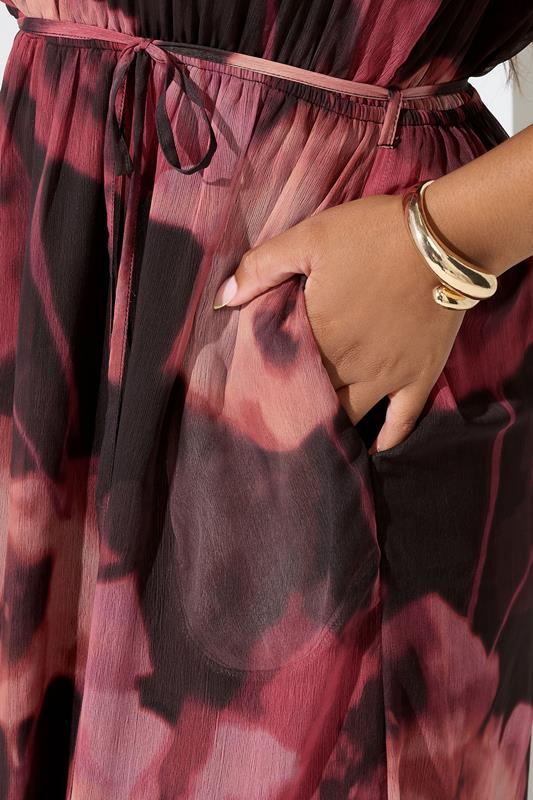YOURS LONDON Plus Size Pink Blurred Floral Puff Sleeve Shirt Dress | Yours Clothing 4