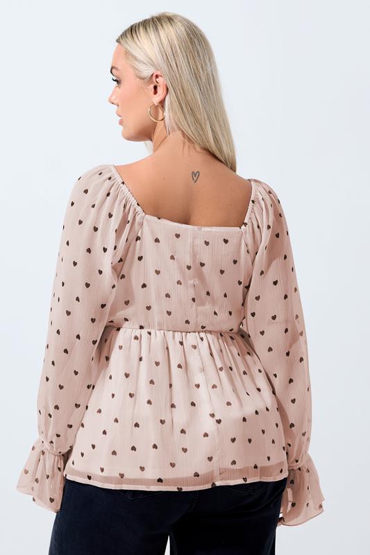 LIMITED COLLECTION Plus Size Pink Heart Bow Front Chiffon Top | Yours Clothing 4