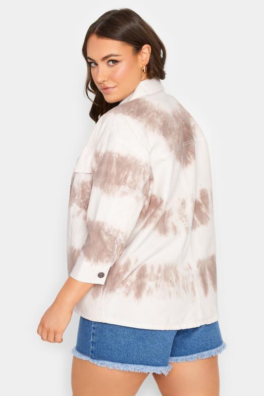 Plus Size White Tie Dye Denim Jacket | Yours Clothing 3